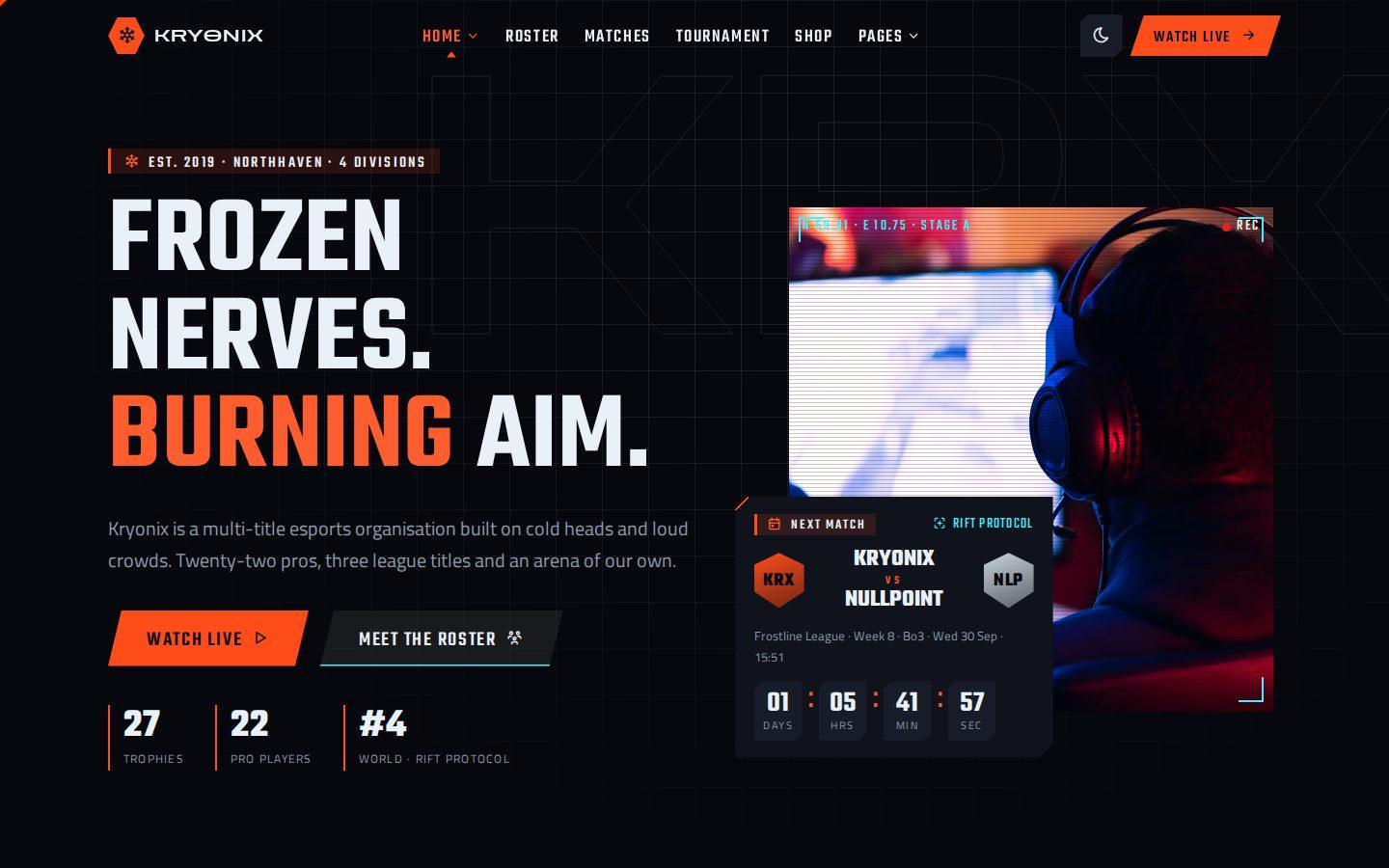 Kryonix home page preview
